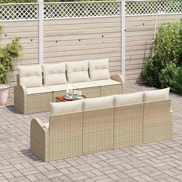 vidaXL Set Divano da Giardino 9 pcs Beige e Crema polyrattan