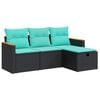 vidaXL Set Divani da Giardino 4 pz con Cuscini Nero in Polyrattan