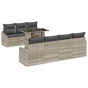 vidaXL Set Divano da Giardino 8 pcs Grigio chiaro polyrattan