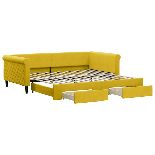 vidaXL Divano Letto Estraibile con Cassetti Giallo 100x200cm Velluto