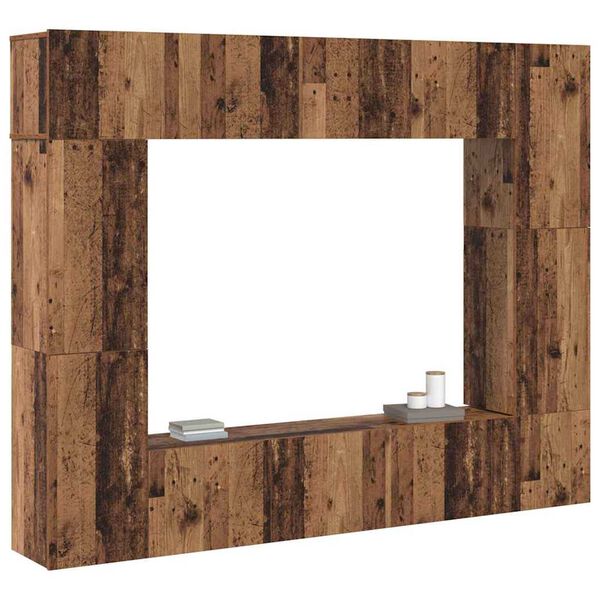 vidaXL Set mobile TV 8 pcs Legno vecchio 80 x 30 x 30 cm