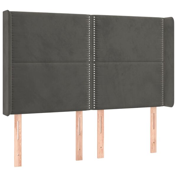 vidaXL Testiera ad Orecchio GrigioScuro 147x16x118/128cm in Velluto
