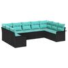 vidaXL Set Divano da Giardino con cuscino 9 pcs Nero polyrattan