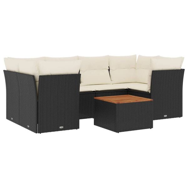 vidaXL Set Divani da Giardino con Cuscini 7pz Nero Polyrattan