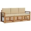 vidaXL Set divani 3 pz Naturale e Beige Legno di Acacia Massello