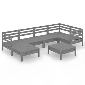 vidaXL Set Salotto da Giardino 7 pz in Legno Massello di Pino Grigio