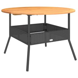 vidaXL Tavolo Giardino Piano Legno Acacia Nero &Oslash;110x71 cm Polyrattan