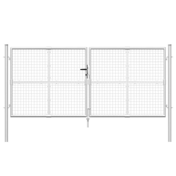 vidaXL Cancello da Giardino in Rete Argento 300x125 cm in Acciaio Zincato