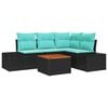 vidaXL Set Divano da Giardino 5 pz Nero polyrattan