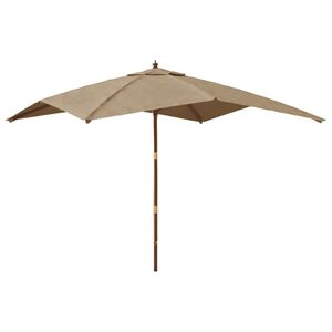 vidaXL Ombrellone da Giardino con Palo in Legno Tortora 300x300x273 cm