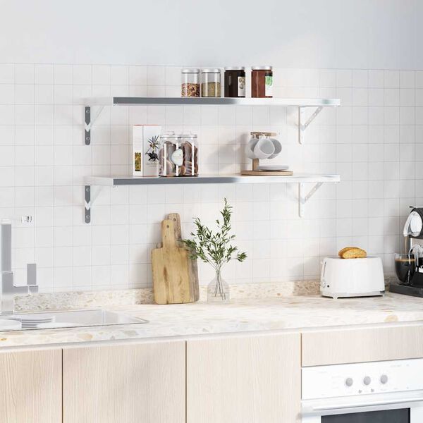 vidaXL Staffe per Mensola 4 pz 30x2,5x15,5 cm in Acciaio Inox Argento