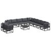 vidaXL Set Divano da Giardino 12 pz Nero Alluminio