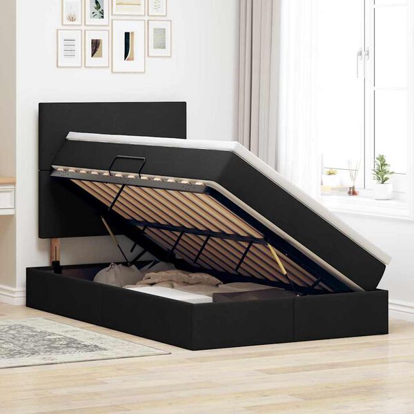 vidaXL Letto con Contenitore Nero 120 x 190 cm Pelle Sintetica