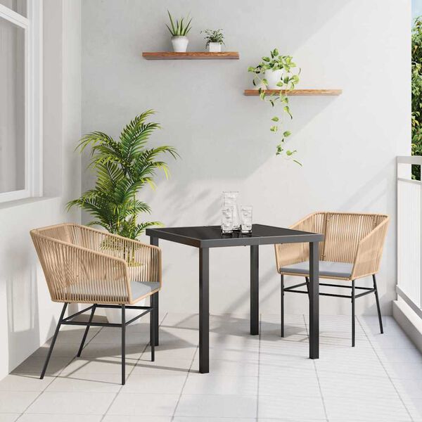 vidaXL Set da Pranzo per Giardino con cuscino 3 pcs Marrone