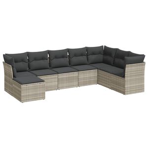 vidaXL Set Divano da Giardino 8pz con Cuscini Grigio Chiaro Polyrattan