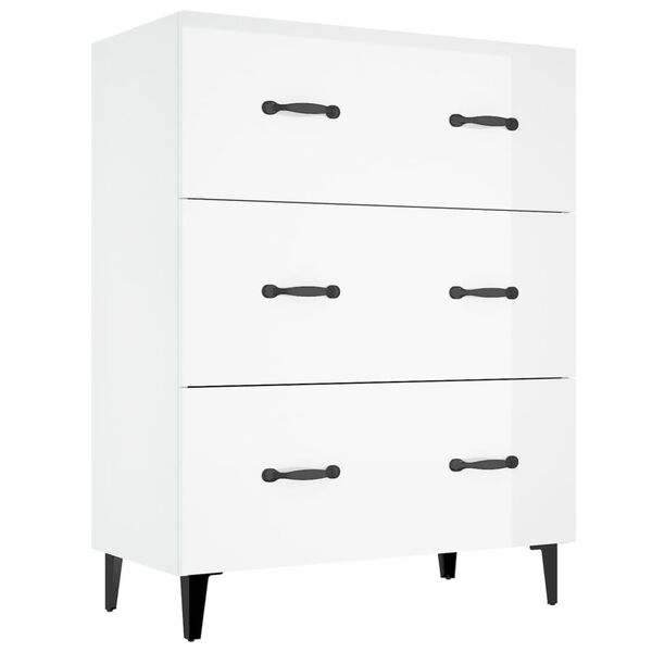 vidaXL Credenza 69,5x34x90 cm in Legno Multistrato Bianco Lucido