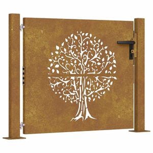 vidaXL Cancello da giardino 100x75 cm in acciaio Corten con design ad albero