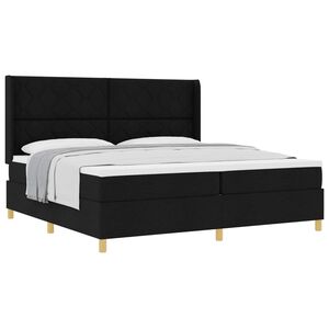 vidaXL Letto a molle con testiera Nero 200 x 200 cm Tessuto