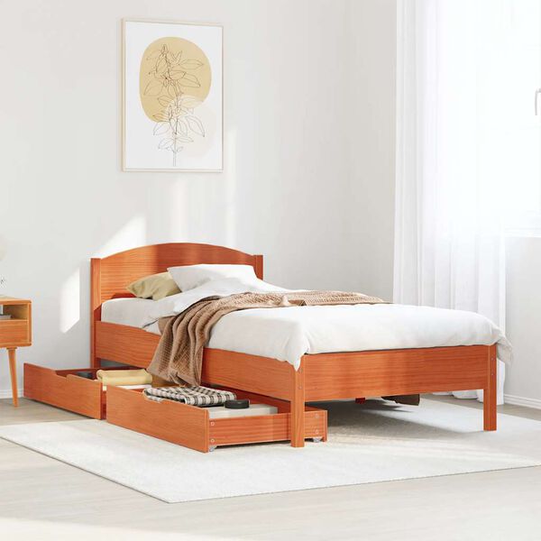 vidaXL Letto senza Materasso Marrone Cera 100x200 cm in Legno di Pino