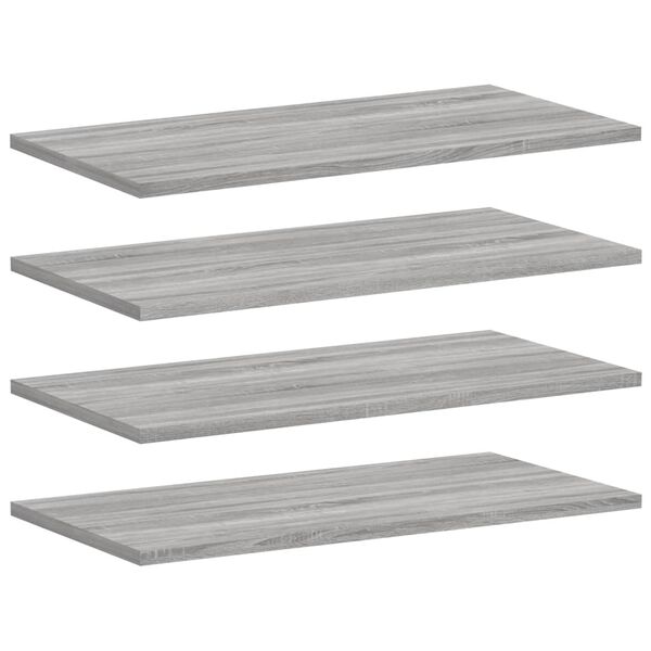 vidaXL Mensole Parete 4pz Grigio Sonoma 60x30x1,5cm Legno Multistrato