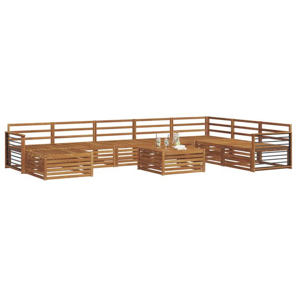 vidaXL Set divani 9 pcs Naturale Legno di Acacia Massello