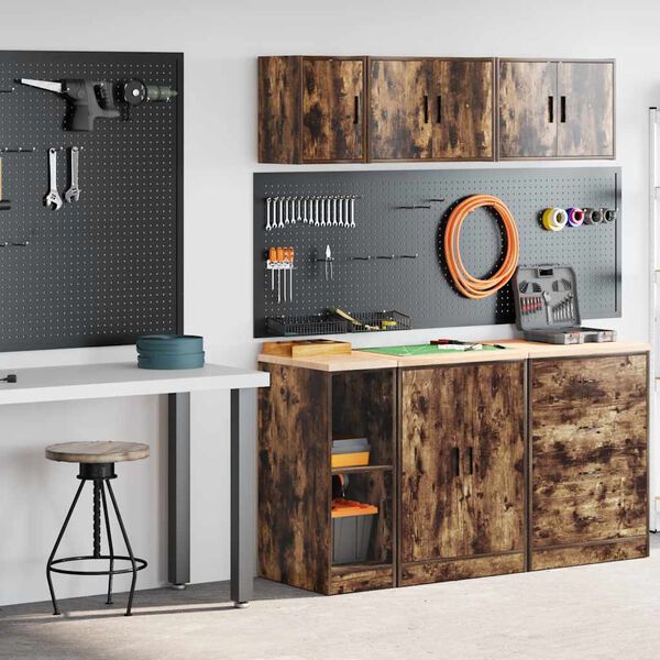 vidaXL Armadi da Garage 2 pz Rovere Fumo in Legno Multistrato