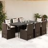 vidaXL Set da Pranzo da Giardino 9pz con Cuscini Marrone in Polyrattan
