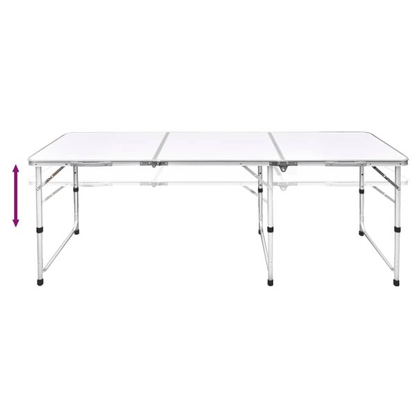 vidaXL Tavolo da Campeggio Pieghevole Alluminio Regolabile 180x60 cm