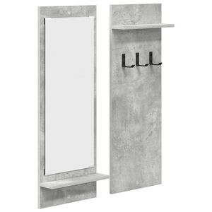 vidaXL Appendiabiti a muro con specchio Grigio cemento 70 x 10 x 90 cm