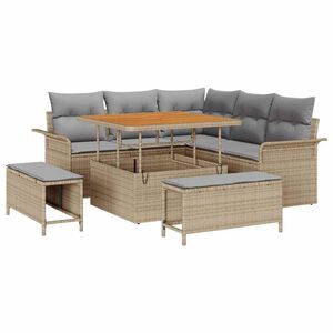 vidaXL Set Divano da Giardino con cuscino 8 pcs Beige e Grigio Chiaro