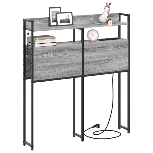 vidaXL Testiera con lo scaffale Grigio sonoma 75 cm Legno multistrato
