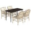 vidaXL Set da Pranzo da Giardino 5 pz con Cuscini Beige in Polyrattan