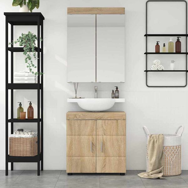 vidaXL Set di mobili per il bagno con lo scaffale TULUM Rovere Sonoma