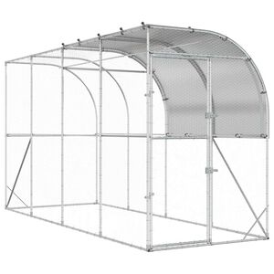 vidaXL Gabbia per Polli Contro il Muro Argento 400 x 100 x 215 cm