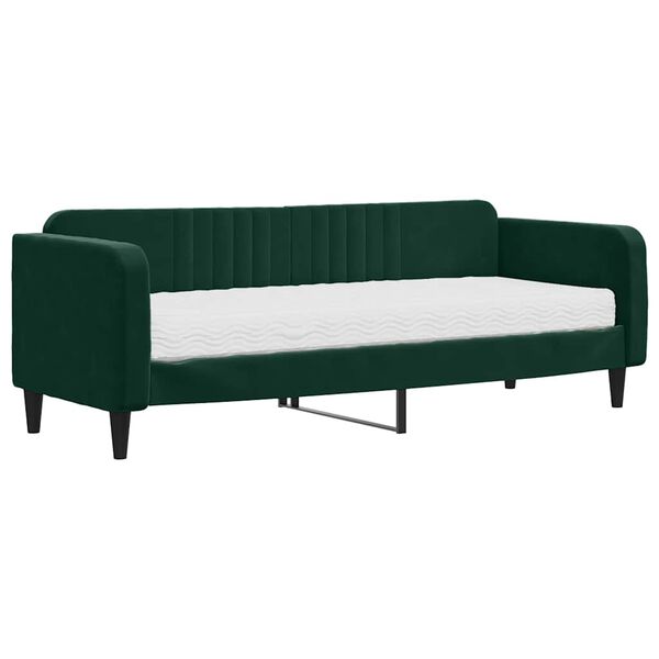 vidaXL Divano Letto con Materasso Verde Scuro 80x200 cm in Velluto
