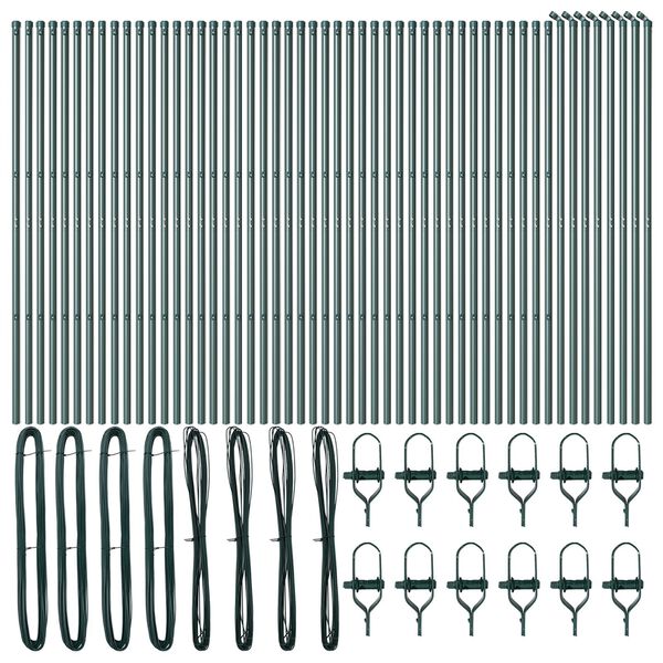 vidaXL Palo della recinzione 52 pcs Verde 3,2 x 3,2 x 190 cm Acciaio