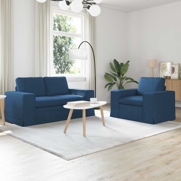 vidaXL Divano 120cm 2 pcs Blu Metallo