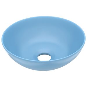 vidaXL Lavandino da Bagno in Ceramica Azzurro Rotondo