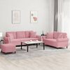 vidaXL Set di Divani 3 pz con Cuscini Rosa in Velluto