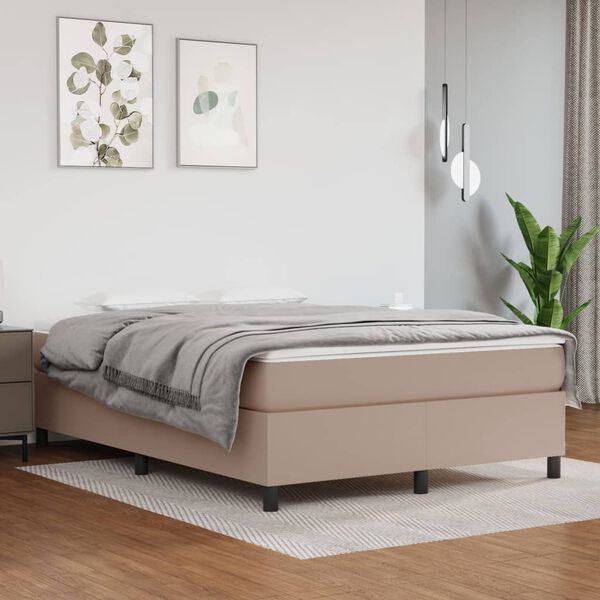 vidaXL Struttura Letto a Rete a Molle Cappuccino 140x190 cm in Similpelle