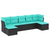 vidaXL Set Divani da Giardino 7 pz con Cuscini Nero in Polyrattan