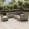 vidaXL Set Divani da Giardino 10 pz con Cuscini in Polyrattan Grigio