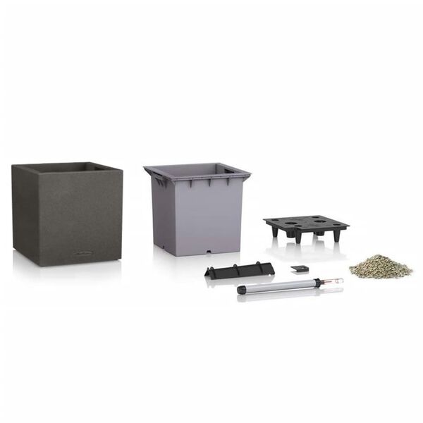 LECHUZA Fioriera CANTO Stone 30 Low ALL-IN-ONE Nero Grafite