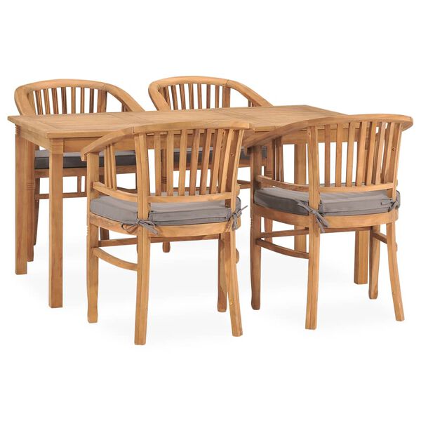 vidaXL Set da Pranzo da Giardino 5 pz con Cuscini in Massello di Teak