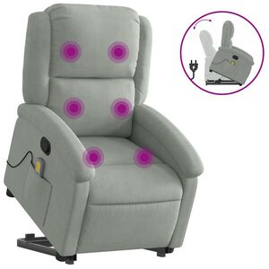 vidaXL Poltrona Alzapersona Reclinabile Grigio Chiaro in Velluto