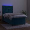 vidaXL Letto a Molle con Materasso e LED Blu Scuro 90x190cm in Velluto