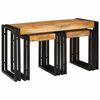 vidaXL Tavolo Nesting 3 pcs Legno di mango grezzo solido e un metallo