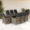 vidaXL Set Bistr&ograve; da Giardino 9 pz con Cuscini in Polyrattan Grigio