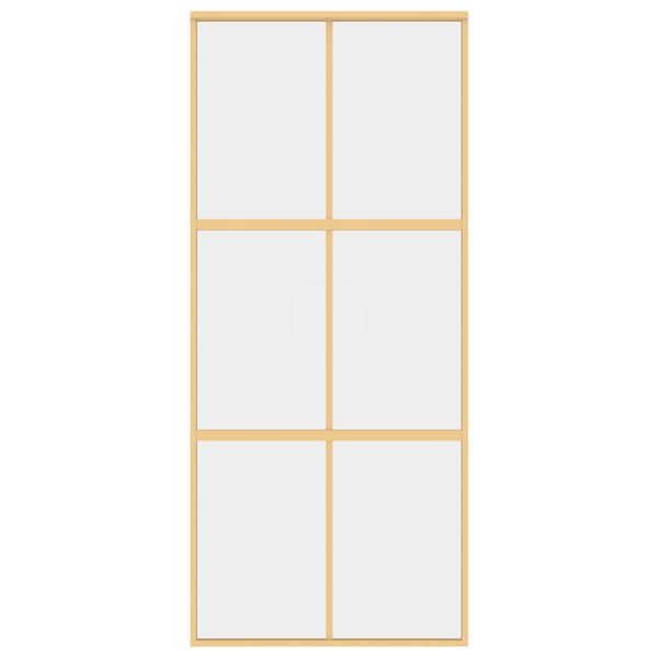vidaXL Porta Scorrevole Dorata 90x205 Vetro Trasparente ESG Alluminio