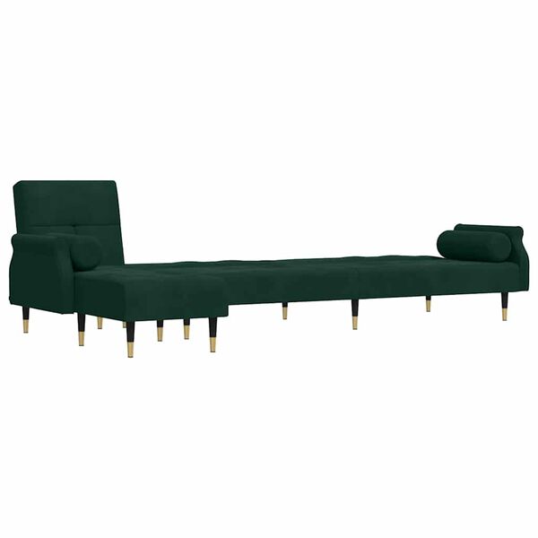vidaXL Divano Letto a L Verde Scuro 271x140x70 cm in Velluto